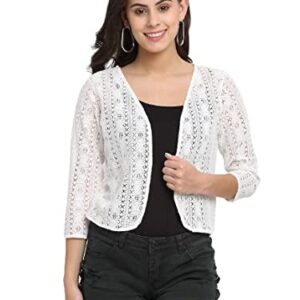 Rute Cotton White Shrug Short Sleeves for Women