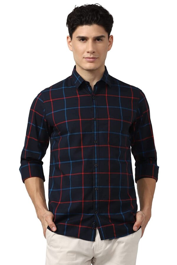 Peter England Men's Slim Fit Shirt (PCSFSSLPJ65129_Navy 40)