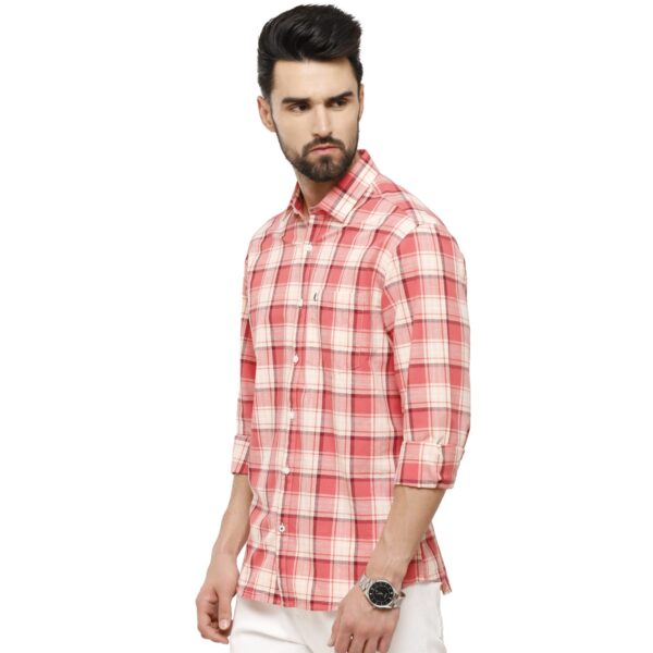 CAVALLO by Linen Club Red Checked Regular Fit Casual Shirt - Image 2