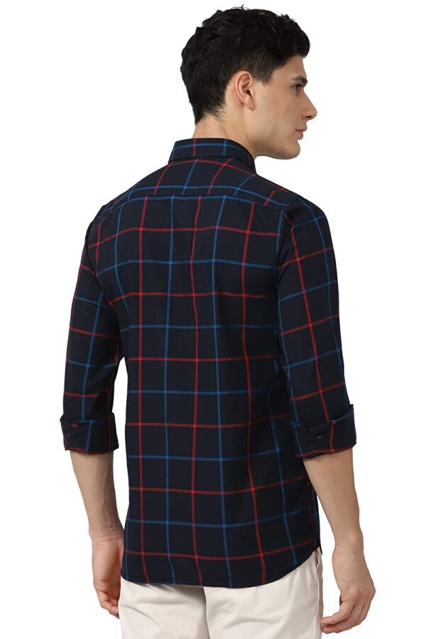 Peter England Men's Slim Fit Shirt (PCSFSSLPJ65129_Navy 40) - Image 3