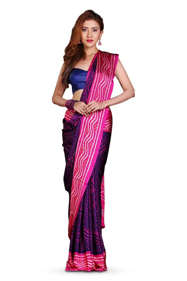 KARAGIRI Women's Navy Blue Digital Print Saree