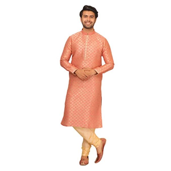 Manyavar Men's Silk Blend Regular Kurta - Image 2
