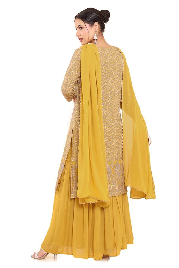 Soch Yellow Georgette Solid Suit Set - Image 3