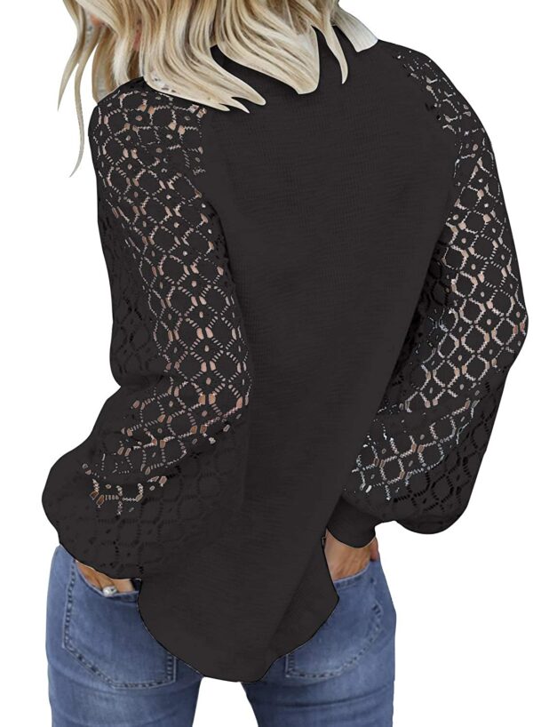 MIHOLL Women’s Long Sleeve Tops Lace Casual Loose Blouses T Shirts - Image 2