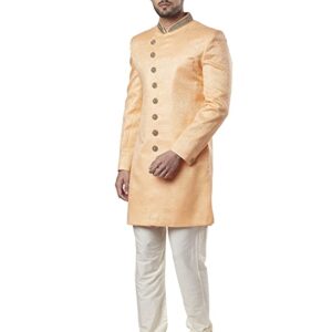 Ethnix Men's Embroidery Indowestern Jacket (RTIB00172-E5_Medium Orange_108