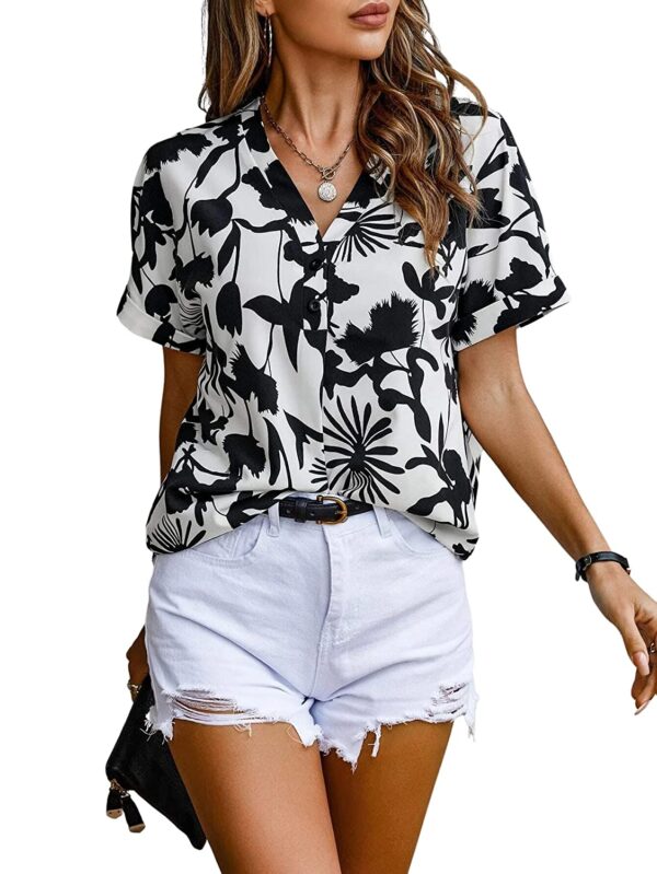 Greciilooks Women's Casual Digital Printed Shirt Ruffle Sleeve Tops | Floral Printed Shaded Shirt for Women |Casual Short Sleeve Oversized Blouses Tops