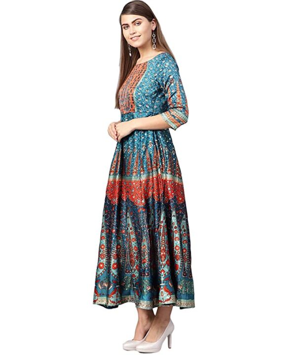 Juniper Women's Dull Satin Printed Anarkali Dress - Image 3