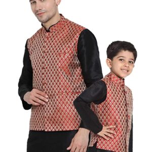 VASTRAMAY Baap Beta Black Nehru Jackets
