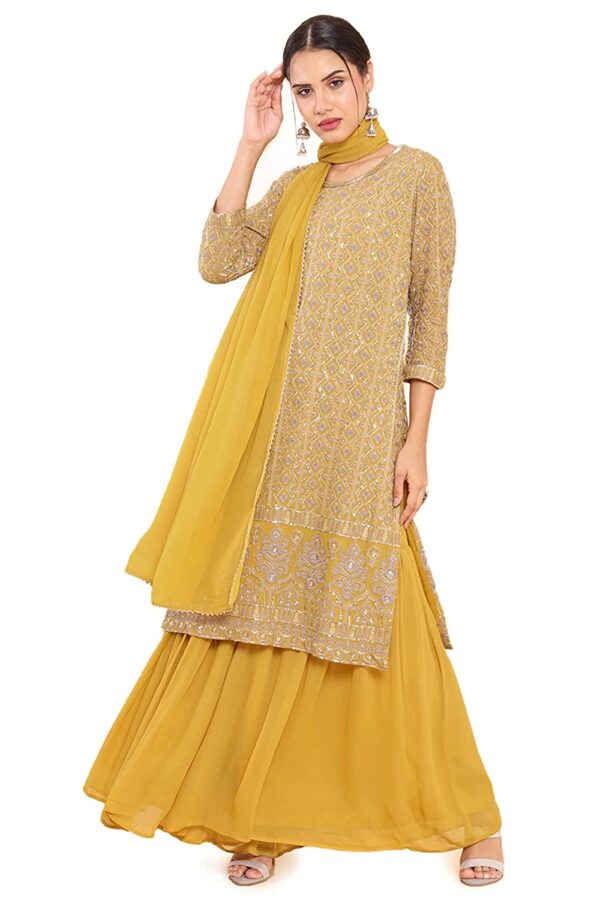 Soch Yellow Georgette Solid Suit Set