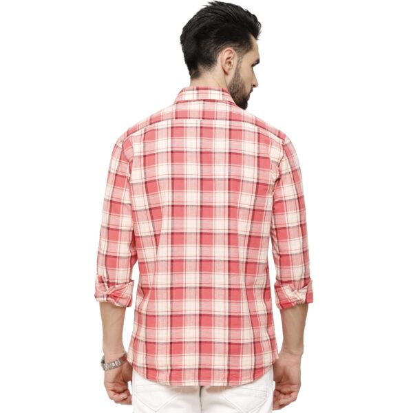CAVALLO by Linen Club Red Checked Regular Fit Casual Shirt - Image 3