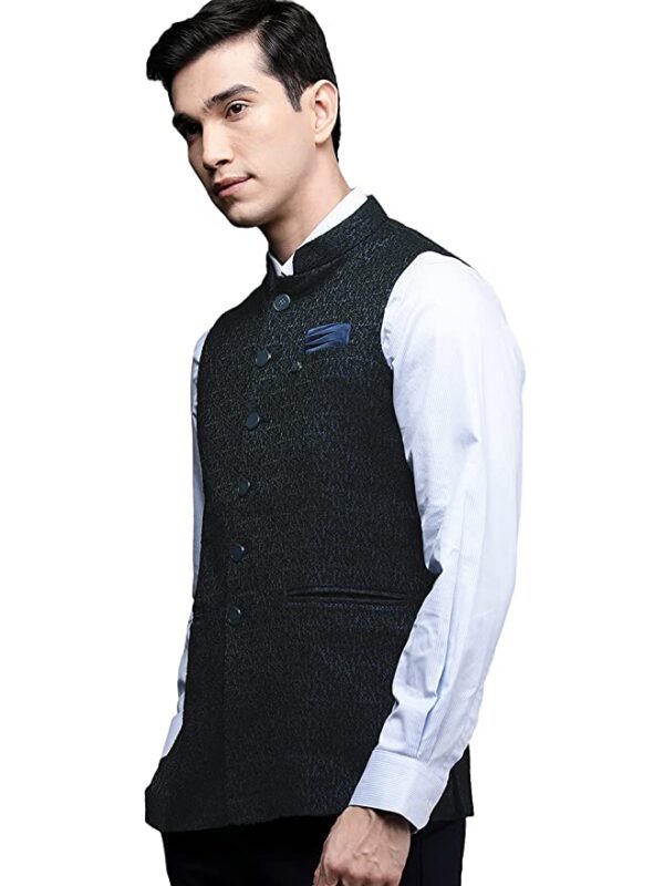 Manyavar Nehru Jacket for Men, Ethnic Jacket for Festival, Wedding, Party, Sleevless Jacket, Solid