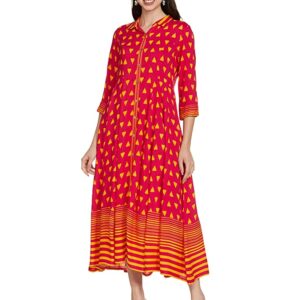 Rangriti Women's Rayon Asymmetrical Knee-Length Casual Dress