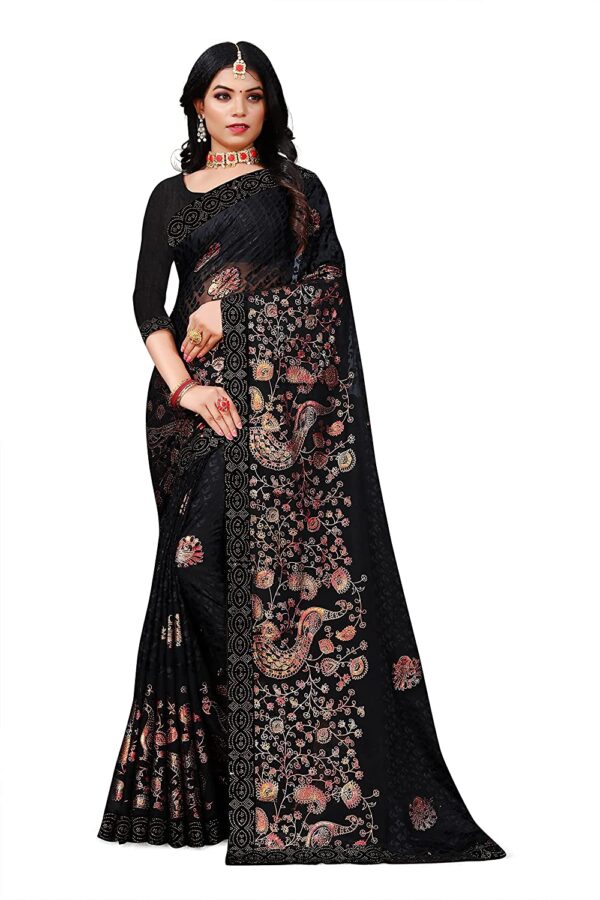 CHITRAKSHI Women's Designer Art Silk Fabric Brasso Saree with foil & Blouse Piece