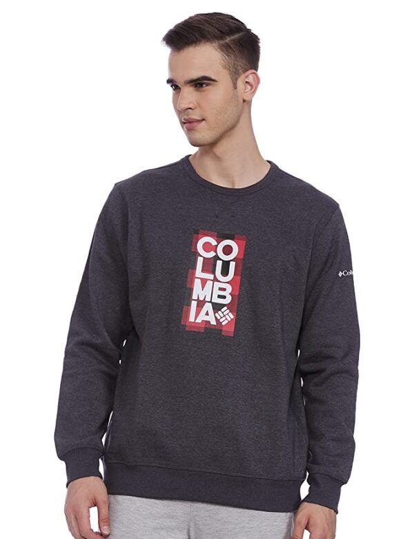 Columbia Mens M Columbia Logo Fleece Crew (AM0358-013-L_Black)