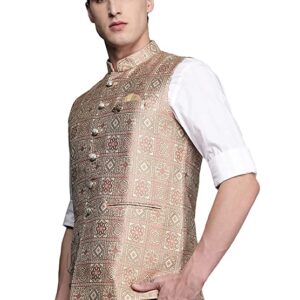Manyavar Nehru Jacket for Men, Ethnic Jacket for Festival, Wedding, Party, Sleevless Jacket, All Over Self Design
