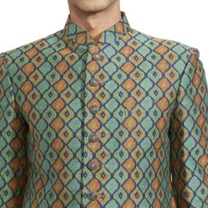 Ethnix Men's Jaquard Indowestern Jacket (RTIB00133-N5_Medium Green_100