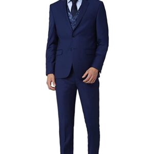 Heusen Men's Wool Blend Navy Four Piece Suit Business Pants Set (VHSUWSLFN33199 44)