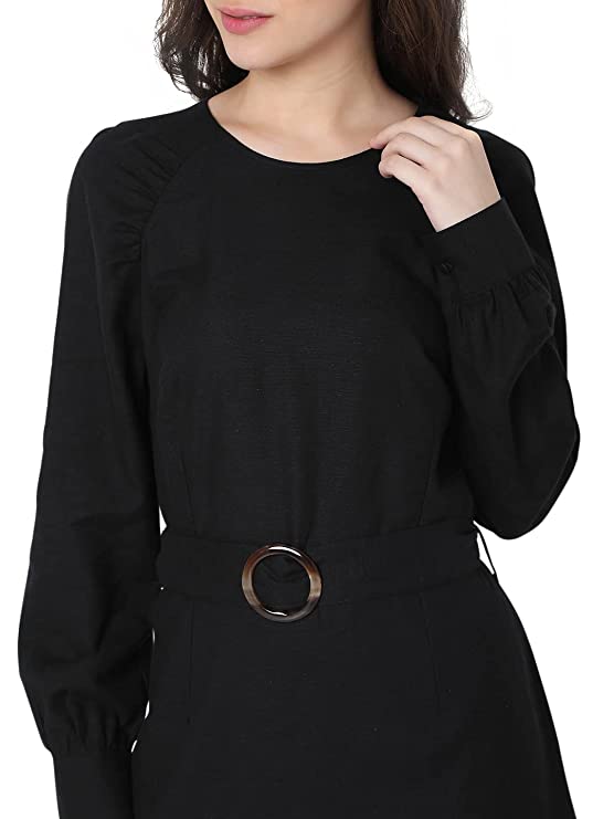 MODA Solid Viscose Round Neck Womens Mini Dress - Image 4