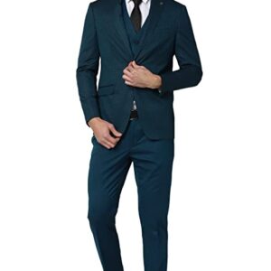 Men Green Three Piece Suit Business Vest (PIS3SNSF907693 38)