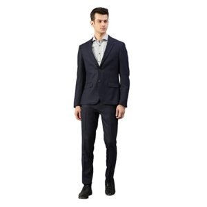 Navy Blue Wool Blend Slim Fit Suit Set