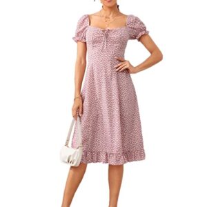 Dresses for Women Regular Multi Color Square Neck Half Sleeve Polyester Printed Dress(520-521)