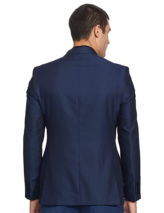 Rayon Blend Men's Full Sleeve Contemporary FIT Dark Blue Formal Suit - Image 2