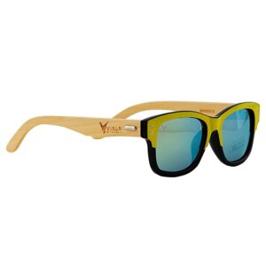 red " Men & Women Handcrafted Airforce Blue Bamboo Sunglasses '' Iconic & Stylish